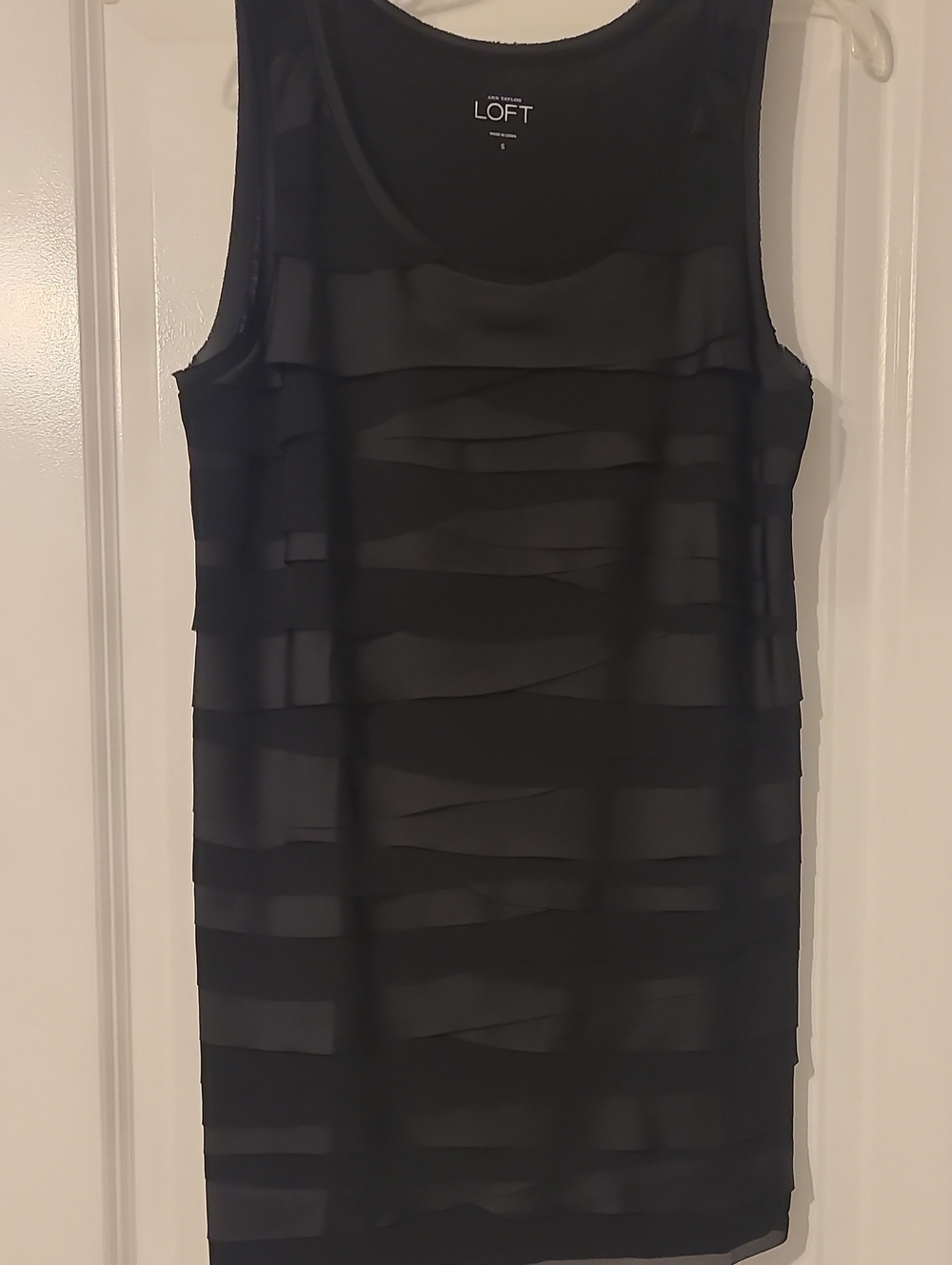 LOFT Black Sleeveless Layered Sheer-Panel Dressy Tank Top